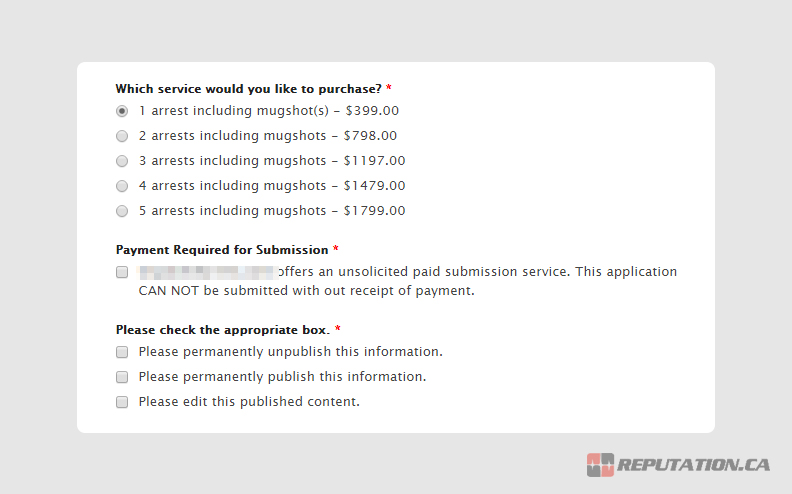 Pay to Remove Mugshots