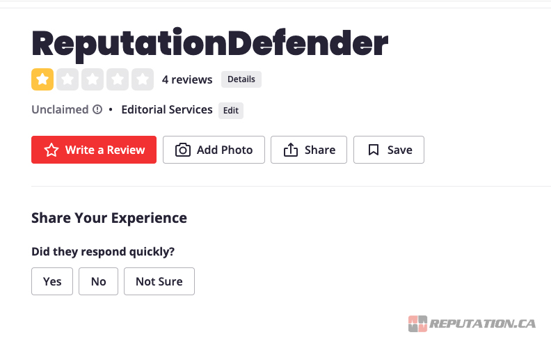 Reputation Defender 1 Star