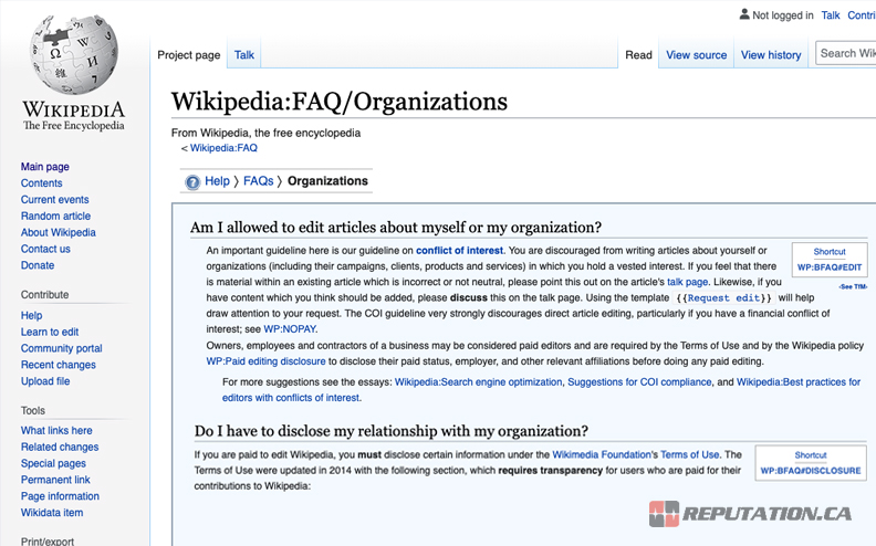 Wikipedia Business Organization Page