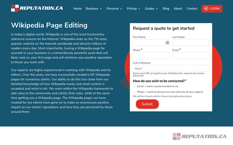 Wikipedia Page Editing Service