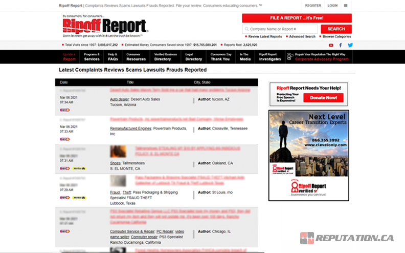 Ripoff Report Homepage