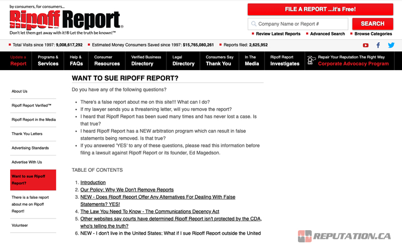 Suing Ripoff Report