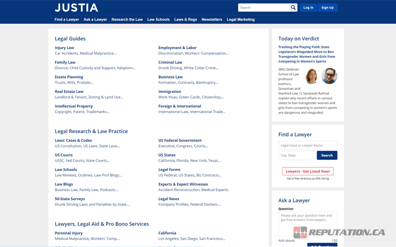 Justia Website Page