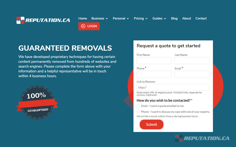 Reputation Guaranteed Removals