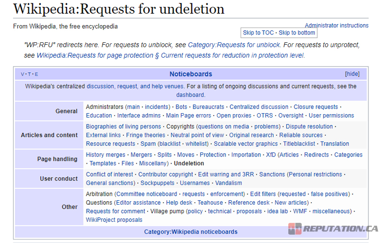 Wikipedia Requests Undeletion