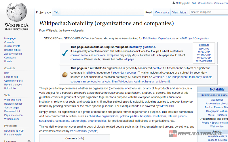 Wikipedia Notability Page