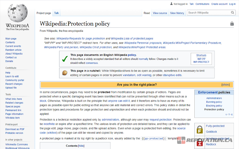 Wikipedia Protection Policy