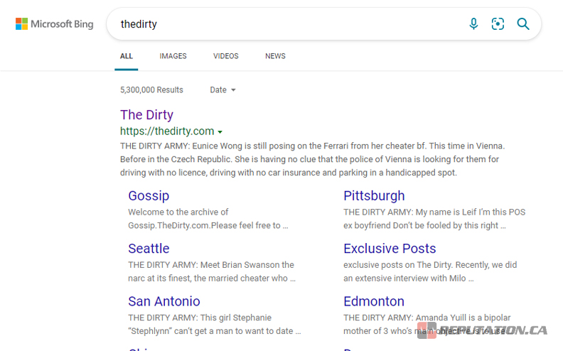 Bing TheDirty Search