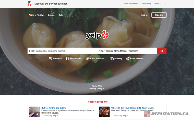 Yelp Home Page