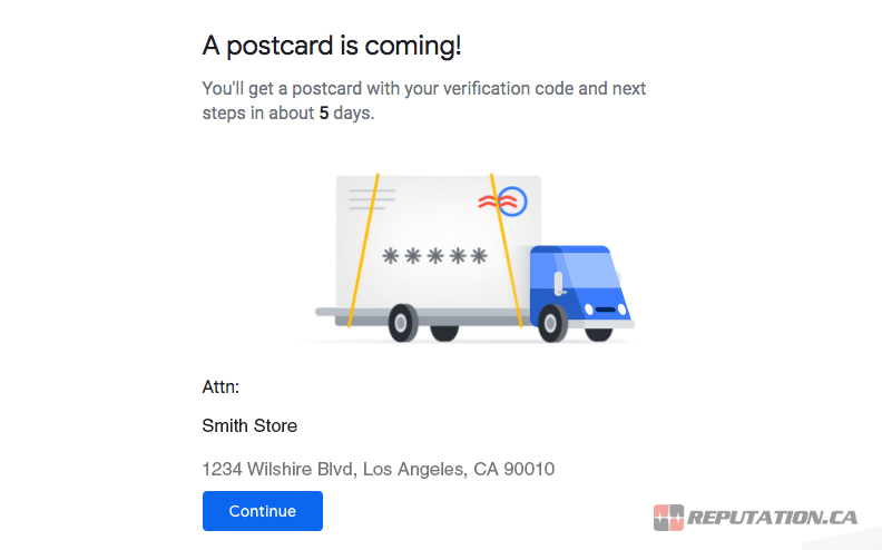 Postcard Google Verification
