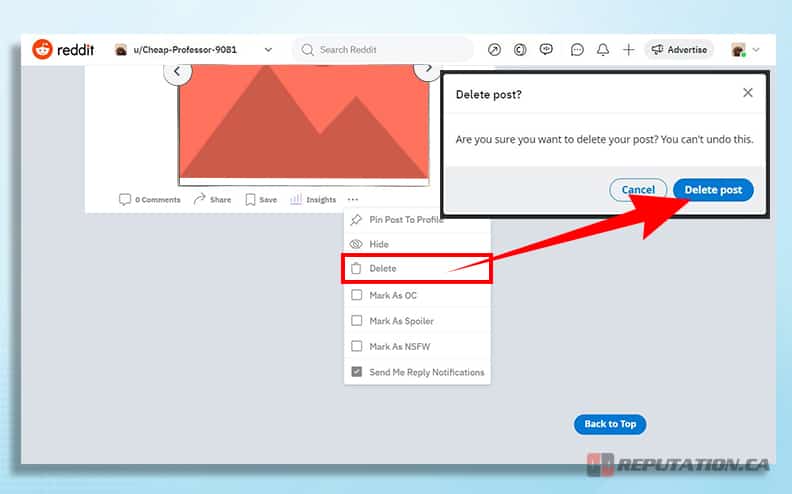 Deleting a Reddit Post