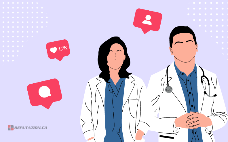 Doctor engaging on social media graphic