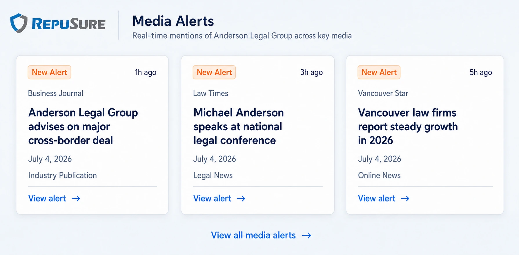 Fictional RepuSure 360 Business online media alerts